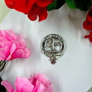 Scottish Signed Clan McEwen Clansman Crest Badge Vintage Brooch